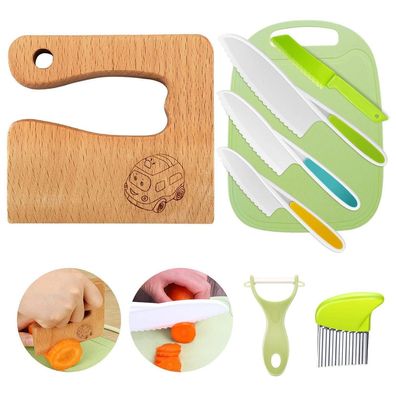 Goodchef 8-teiliges Kindermesser Set aus Holz und Kunststoff, Montessori