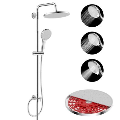 Hibbent Duschsystem mit Selbstreinigung, 25cm Rundbrause, Edelstahlschlauch