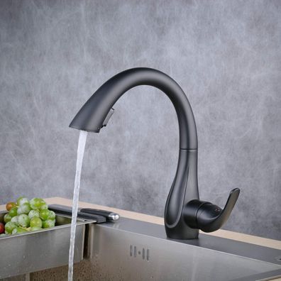 Beelee Küchenarmatur mit ausziehbarer Brause, Messing-Kern, Keramikkartusche