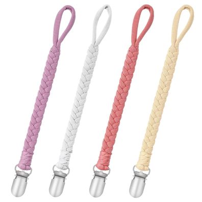 CLDY Baby Schnullerkette 4er Set Baumwolle, Unisex Schnullerband für Mädchen