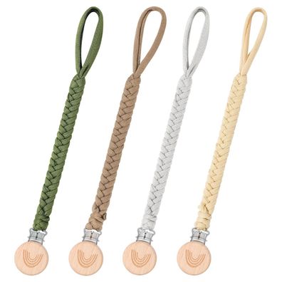 CLDY Baby Schnullerkette 4er Pack - Stoff Schnullerband für Jungen & Mädchen