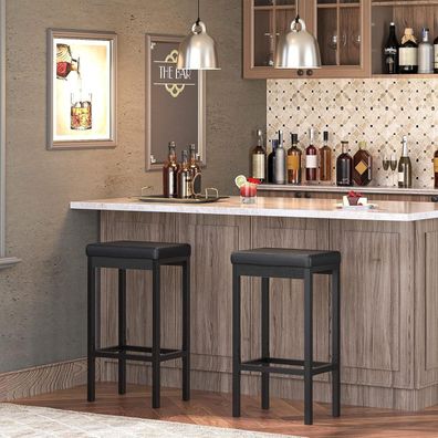 HOOBRO Barhocker 2er-Set, 63 cm hoch, gepolsterte Sitzfläche, einfache Montage