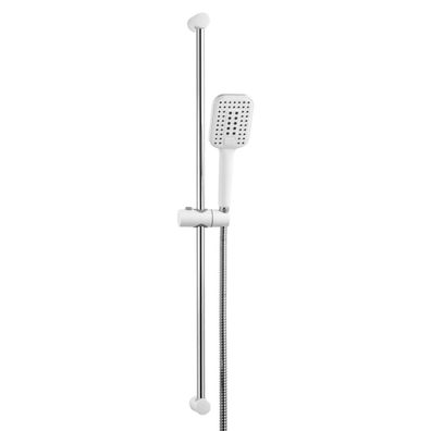 OFFO Duschset Edelstahl 90cm: Duschstange mit großem Brausekopf, 3 Strahlarten