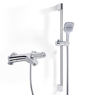 Ronvie Thermostat-Duscharmatur-Set mit Duschstange 70cm, Handbrause und 1,5m