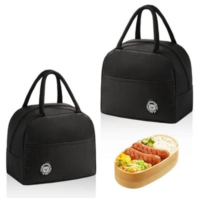 2x Lnsysns Isolierte Lunchtasche, Faltbare Thermotasche Klein, Tragbar, Schwarz