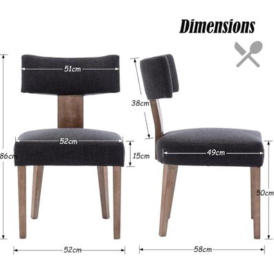 chairus Esszimmerstühle 2er Set - Leinen Polsterstühle mit Holzbeinen, Dunkel
