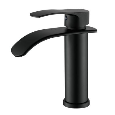 Beelee Wasserfallarmatur Schwarz, moderne Einloch-Waschtischarmatur mit G3/8"