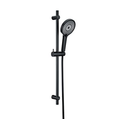 Detbom Edelstahl Duschstange mit 3-Strahl Handbrause, 70cm, Schwarz, Einfache