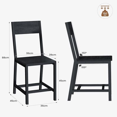 Youdenova Esszimmerstühle 2er Set - Stabiles Metallgestell, Bequem, Bis 150 kg