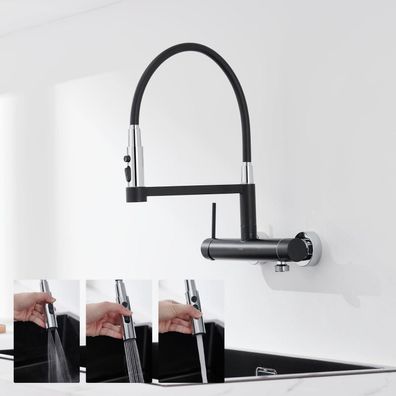 DETBOM Edelstahl Wandarmatur Küche mit 3/4 Zoll Anschluss für