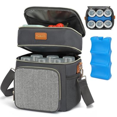 TUGUAN Muttermilch Kühltasche Thermotasche für Babyflaschen, Doppelstock, für 6