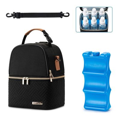 Babeyer Muttermilch-Kühltasche mit Kühlakku für 6 Babyflaschen (bis 270ml)