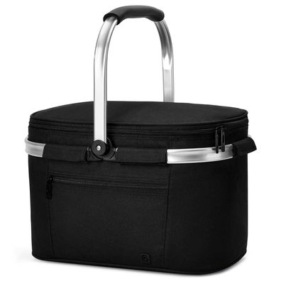 Allcamp Faltbare Isolierte Kühltasche L Schwarz - Thermo Einkaufskorb mit