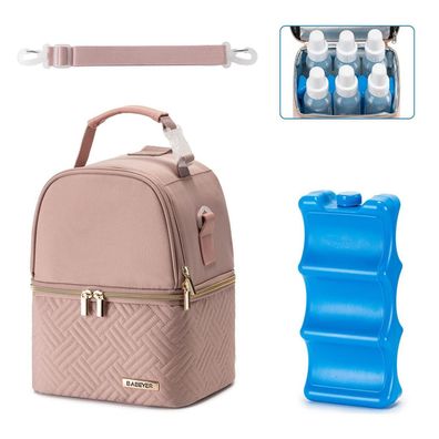 Babeyer Muttermilch-Kühltasche mit Kühlakku für 6 Babyflaschen, ideal für Kita