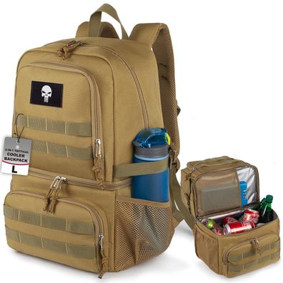 Bunnychic Taktischer Doppelstock-Kühlrucksack für Herren, Großer Lunch-Rucksack