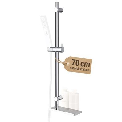 HardiValue Duschstange 70 cm Verchromt mit höhenverstellbarem Gleiter und