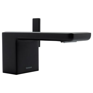 Vancoco Wasserhahn Bad Schwarz Matt Wasserfall Elegant Waschtischmischer Eckig