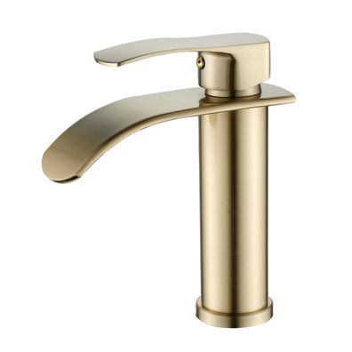 Beelee Wasserfall Waschtischarmatur, Einhebel, Gebürstetes Gold, Moderne
