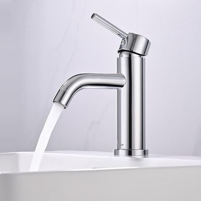 Detbom Waschtischarmatur Einhebelmischer für Badezimmer, Chrom, Auslaufhöhe 77