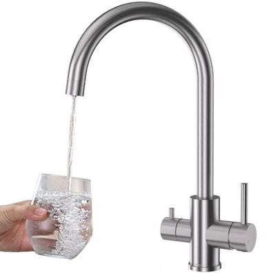 DETBOM 3 Wege Küchenarmatur mit Wasserfilter, 3 in 1 Trinkwasserhahn