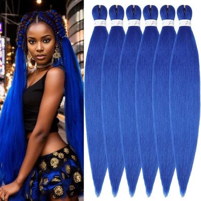 YDDM Vorgestrecktes Braiding Hair Extensions 32 Zoll, 3 Packs, Blau Kunsthaar