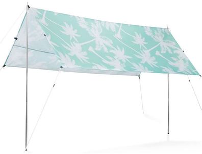 Garvida Sonnensegel rechteckig 210cm x 175cm Sonnenschutz Tarp Zeltplane türkis/weiß