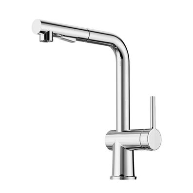 Cobbe Küchenarmatur mit ausziehbarer Brause, 360° schwenkbar, Edelstahl (Chrom)