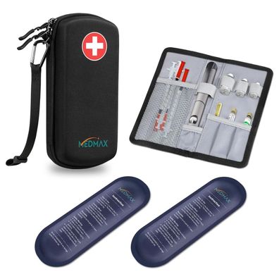 MEDMAX Insulin Kühltasche mit 2 Kühlakkus - Tragbare, wasserabweisende und