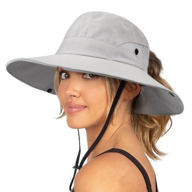 Dreshow Damen Sonnenhut UV-Schutz faltbar Mesh breite Krempe Angeln
