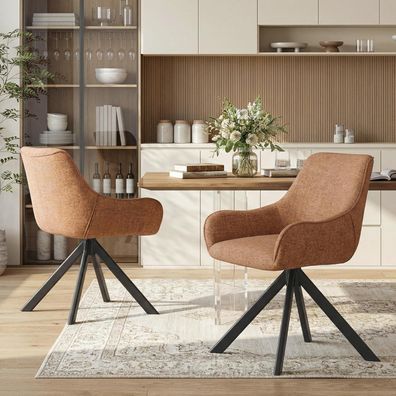 Goeurvant Esszimmerstühle Drehbar 4er Set mit Armlehne, 360° Drehbarer