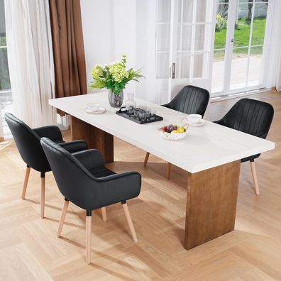 Eluchang Esszimmerstühle 2er Set, 360° drehbar, 10cm Polsterung, hohe