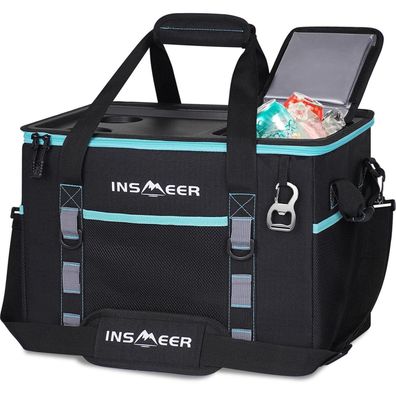 Insmeer Kühltasche 40L faltbar, XXL Isoliertasche mit Flaschenöffner und 2