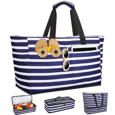 ISEYOU Strandtasche XXL mit Kühltasche, Groß, Wasserdicht, Sanddicht, 49L