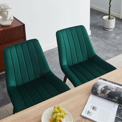 Tukailai Esszimmerstühle 2er Set Samt, Küchenstühle mit Rückenlehne