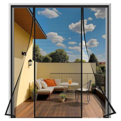 Sailimay Fliegengitter Tür 150x210 cm Schwarz, Magnetisches Fliegengitter für
