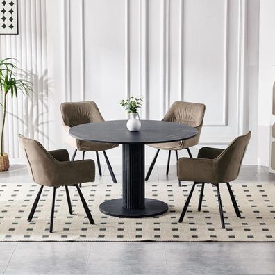 LEWE Esszimmerstühle 2er Set: 360° drehbar, ergonomisch, mit Armlehne und