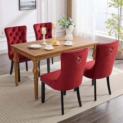 Samt-Esszimmerstühle 8er Set, gepolsterte Küchenstühle mit hoher Rückenlehne