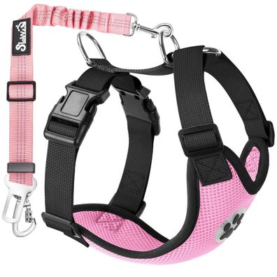 Eyein Hundegeschirr mit Sicherheitsgurt für Auto, Rosa, XS - Atmungsaktiv und