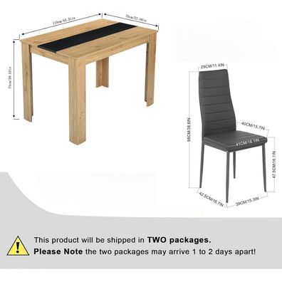 Zzinoke Essgruppe mit 4 Stühlen, rechteckiger Tisch (MDF), Kunstlederbezug