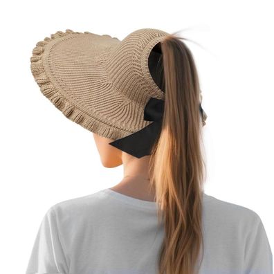 Feelorna Damen Sonnenhut, faltbar mit breiter Krempe, ideal für Pferdeschwanz
