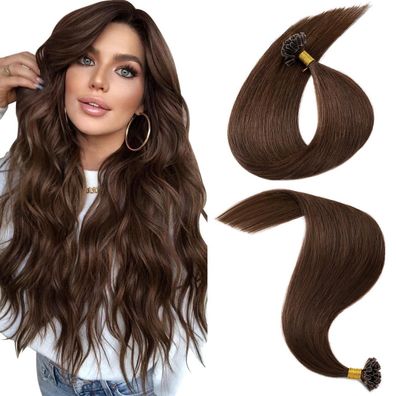 MY-LADY Echthaar Extensions Bondings 50 cm #04 Schokoladenbraun, 25 Strähnen
