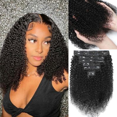 YDDM Kinky Curly Clip In Echthaar Extensions 22 Zoll 120g Brasilianisches Haar