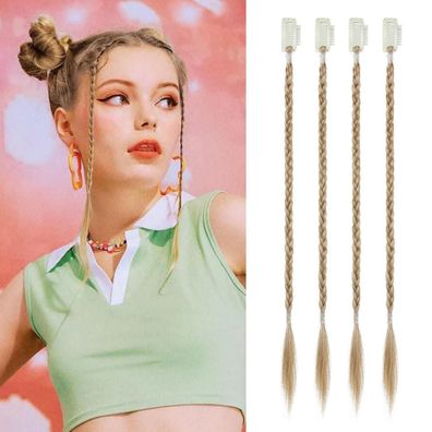 Flufymooz 4PC Clip-in Braid Extensions 35 cm Synthetische Haarteile für Frauen
