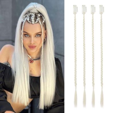 Flufymooz 4PC Clip-in Zopf Haarverlängerung 35 cm Synthetische Haarteile für