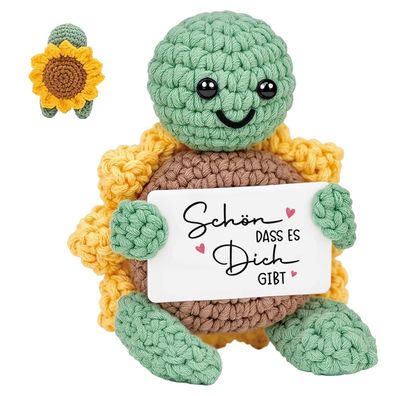 HUKUMA Gehäkelte Sonnenblumenschildkröte - Handgemachtes Glücksbringer Geschenk