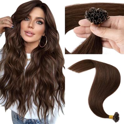 MY-LADY Echthaar Extensions Bondings 60 cm #04 Schokoladenbraun, 50 Strähnen