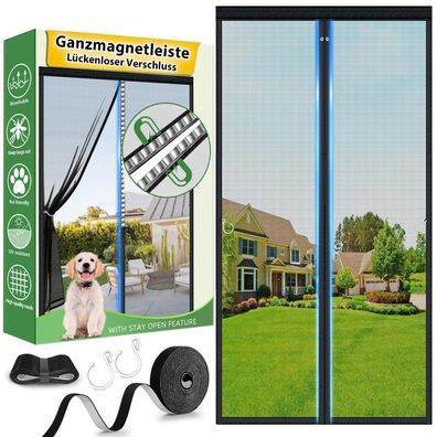 Hofudon Fliegengitter Balkontür 90x210 cm mit durchgehendem Magnetverschluss