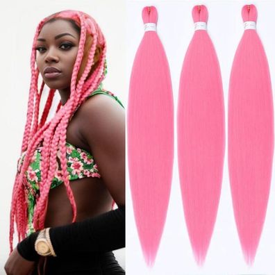 YDDM Vorgezogenes Flechthaar Extensions 20 Zoll 3er Pack Pink Kunsthaar Jumbo