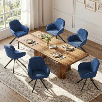 Goeurvant Drehbare Esszimmerstühle 6er Set mit Armlehne, 360° drehbar