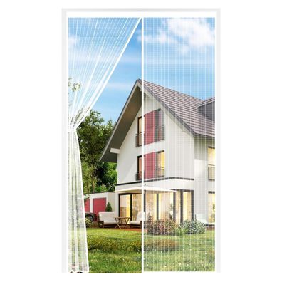 Auxmir Fliegengitter Balkontür 80x200cm Weiß - Magnetischer Insektenschutz ohne